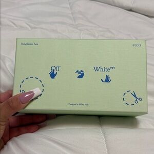 Off-White Mint Green Sunglasses Box with Blue Logo